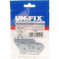 Unifix Mudguard (Penny) Washers HV140 BZP M8 x 25 x 1.5 - Box of 500 in Metallic Silver