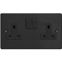Varilight 2-Gang 13A Double Pole Switched Socket Matt Black