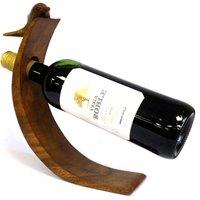 Serenityy Balance Wine Holder - Dolphin, Handmade Suar Wood in Natural | Size: 1 Pack