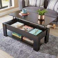 Home Source Lift Up Coffee Table With Storage Shelf Living Room Home Orlando in Black