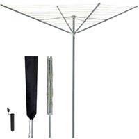LIVIVO 45M 4 Arm Rotary Clothes Airer Round Arms Grey Sage Spike & Cover