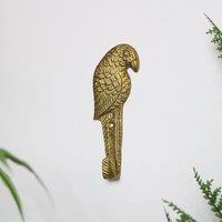 Melody Maison Rustic Gold Parrot Wall Hook 16cm X 6cm in Metallic Gold | Size: 16 cm X 6 cm