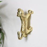 Melody Maison Gold Tiger Wall Hook in Metallic Gold
