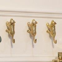 Melody Maison Set Of 3 Gold Monkey Wall Hooks in Metallic Gold