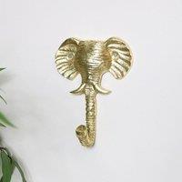 Melody Maison Gold Elephant Head Wall Hook in Metallic Gold