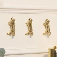 Melody Maison Set Of 3 Gold Tiger Wall Hooks in Metallic Gold