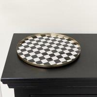 Melody Maison Black Monochrome Checked Round Tray