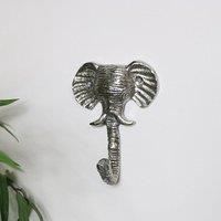 Melody Maison Silver Elephant Head Wall Hook in Metallic Silver