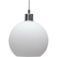 First Choice Lighting Betchley - White Ribbed Glass Globe Easy Fit Pendant Shade