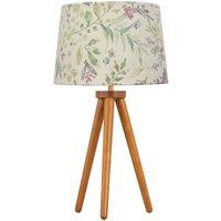 First Choice Lighting Voyage - Dark Oak Table Lamp or Bedside Light with Floral Shade in Brown