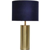 First Choice Lighting Amber - Gold Touch Operated 40cm Table Lamp Navy Blue Velvet Shade