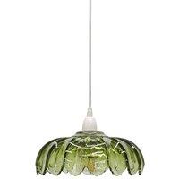 First Choice Lighting Alice - Green Floral Glass Easy Fit Pendant Shade
