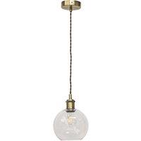 First Choice Lighting Barnum - Clear Glass Globe Antique Brass Retro Pendant Fitting