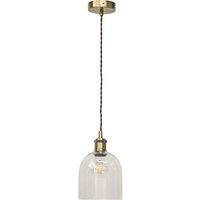 First Choice Lighting Belten - Clear Glass Cloche Antique Brass Retro Pendant Fitting