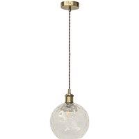 First Choice Lighting Barnum - Clear Dimple Glass Globe Antique Brass Retro Pendant Fitting