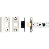 Loops 64mm Tubular Mortice Door Latch Bolt Through Square Forends Nickel Plated in Metallics