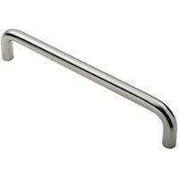 Loops Round D Bar Pull Handle 319 x 19mm 300mm Fixing Centres Satin Steel in Metallics