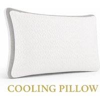 Homes-Linen Cooling Cotton Pillow Soft Support Breathable Mesh Comfort in White
