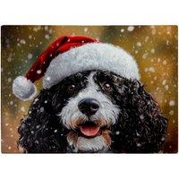 Warren Reed - Designer Christmas Spanish Water Dog Glass Chopping Board