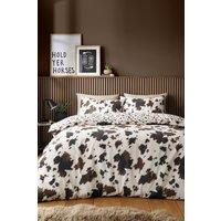 Fusion 'Cow Print' Easy Care Duvet Cover Set in Natural | Size: Super King
