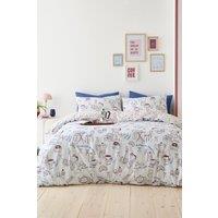 Fusion 'Coffee Club' Coffee Culture Inspired Print Duvet Cover Set in Off-White | Size: King