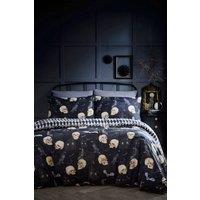 Fusion 'Gothic Skulls' Halloween Inspired Duvet Cover Set in Black | Size: Double