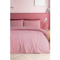 Catherine Lansfield 'Epping Textured Stripe' Reversible Duvet Cover Set in Burgundy | Size: Super King