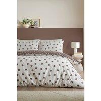 Catherine Lansfield 'Polka Dot' Reversible Duvet Cover Set in Chocolate | Size: Double
