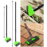 MANTRARAJ 3 in 1 Weed Remover Brush Telescopic Wire Head Paving Clean Scrub Moss in Green