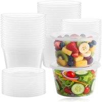 ECONX 16oz Plastic Food Container With Lid Microwave Freezer Safe 100pcs in Clear