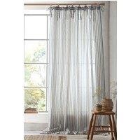 Pineapple Elephant 'Zanzibar Woven Stripe' Voile Curtain Panel in Blue | Size: 140 cm width x 229 cm drop