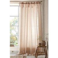 Pineapple Elephant 'Zanzibar Woven Stripe' Voile Curtain Panel in Terracotta | Size: 140 cm width x 229 cm drop