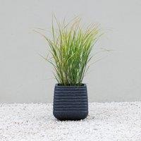 Primrose Square Ridged Outdoor Planter Garden Flower Pot 28cm in Black