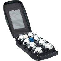 MANTRARAJ French Boules Set 8pcs Chrome Plated Petanque Garden Game & Carry Case in Silver