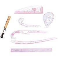 VOGREX 7Pcs French Curve Metric Ruler Set Tailor Dressmaking Sewing Tools in Pink | Size: 120
