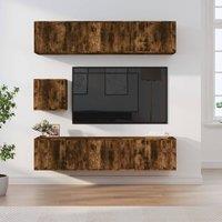 Berkfield Home 7 Piece TV Cabinet Set Smoked Oak Engineered Wood in Brown