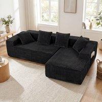 Dprodo 261CM Modular Right L-Shaped Sectional Sofa, 4 Seater Corner Sofa in Black