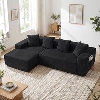Dprodo 261CM Modular Left L-Shaped Sectional Sofa, 4 Seater Corner Sofa in Black