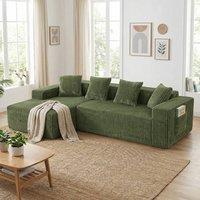 Dprodo 261CM Modular Left L-Shaped Sectional Sofa, 4 Seater Corner Sofa in Green