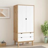 Berkfield Home Wardrobe OTTA Brown & White 76.5x53x172 cm Solid Wood Pine