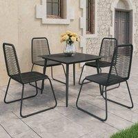 Berkfield Home 5 Piece Garden Dining Set PVC Rattan Black