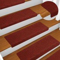 Berkfield Home Stair Mats 5 pcs Bordeaux Red 65x21x4 cm Needle Punch | Size: Medium