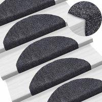 Berkfield Home Self-adhesive Stair Mats 10 pcs Dark Grey 65x21x4 cm Needle Punch | Size: Medium