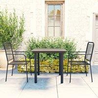 Berkfield Home 3 Piece Garden Dining Set Black Glass & Steel