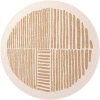 Ted Baker Bounds Flatweave Reversible Indoor Outdoor Round Rug Abstract in Beige | Size: 200 cm diameter