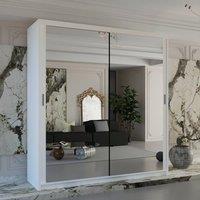 Sliding Wardrobes 4U Double Mirror Sliding Wardrobe With LED Light W90cm x H200cm x D62cm in White