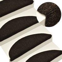 Berkfield Home Self-adhesive Stair Mats 5pcs Dark Brown 56x17x3cm Needle Punch | Size: Medium