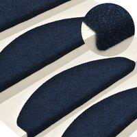Berkfield Home Self-adhesive Stair Mats 10 pcs Navy 65x21x4 cm Needle Punch in Blue | Size: Medium