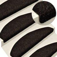 Berkfield Home Self-adhesive Stair Mats 10 pcs Brown 56x17x3 cm Needle Punch | Size: Medium