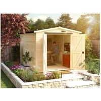 Dunster House Tubby Log Cabin Work Shed 8x9 ft (2.4x3.0m) with Superfelt Roof in Natural | Size: 2m x 3m